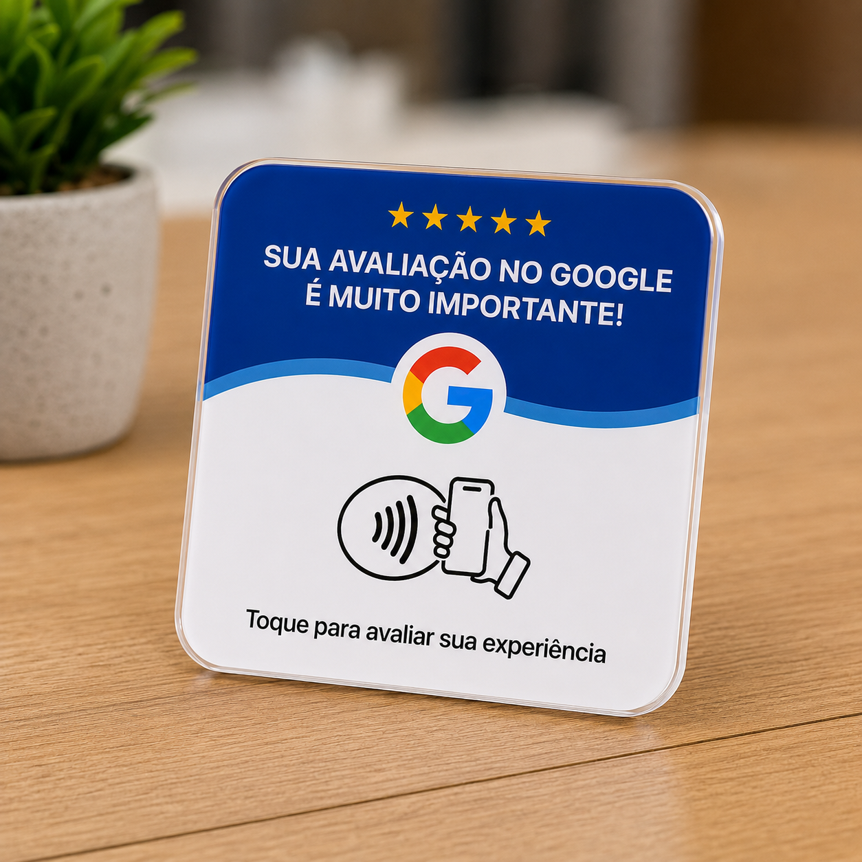 Plaquinha de avaliação Google — detalhes do produto